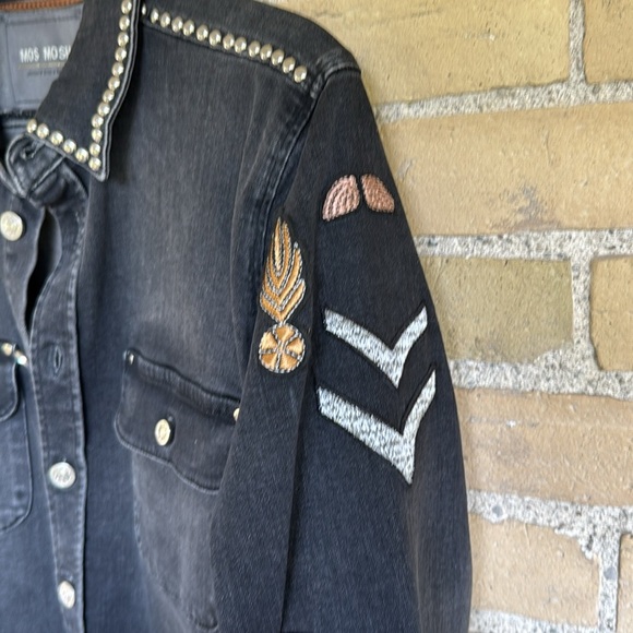 New Mos Mosh Black Denim Jacket with Stud Accents - Picture 3 of 8